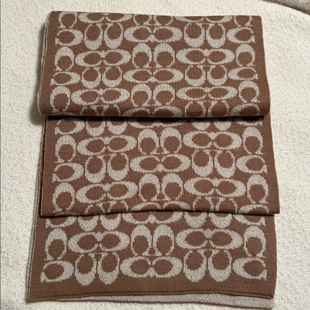 COACH Metallic Signature Jacquard Scarf
